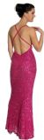 Swirled Design Bodice Formal Prom Dress in Fuchsia back view